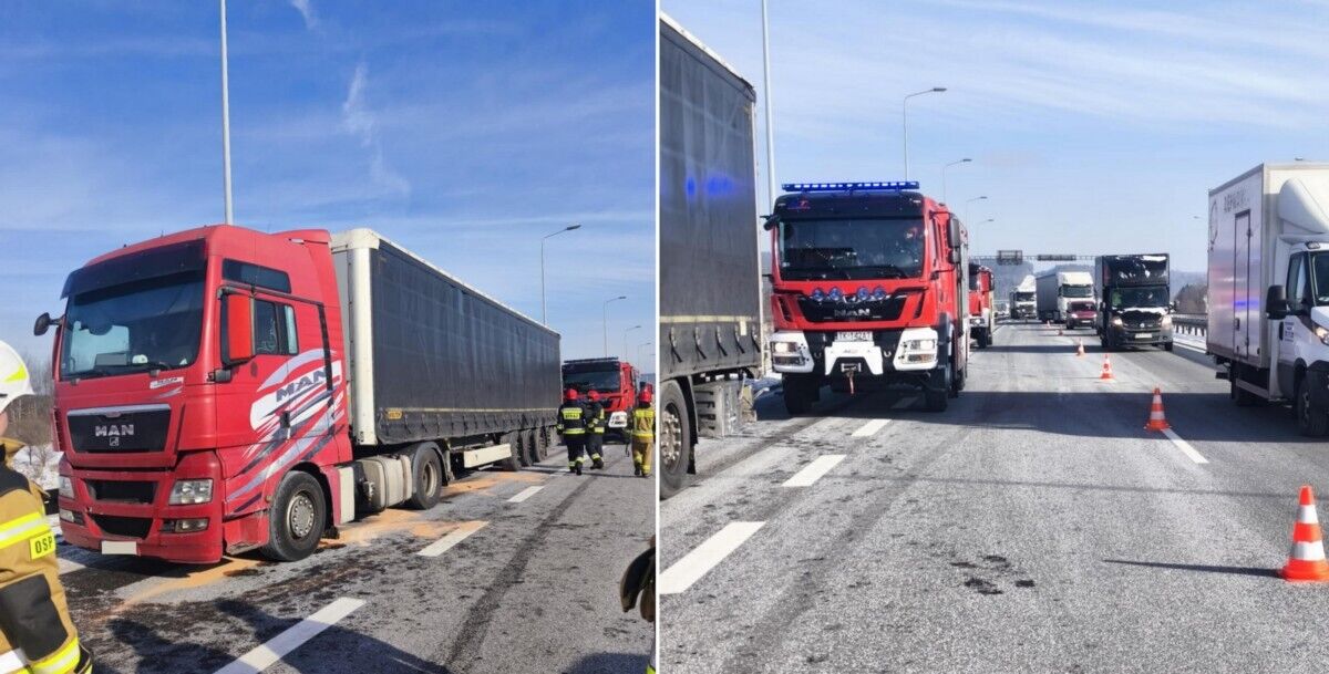 Awaria turbiny przyczyną pożaru samochodu ciężarowego na trasie ekspresowej S7